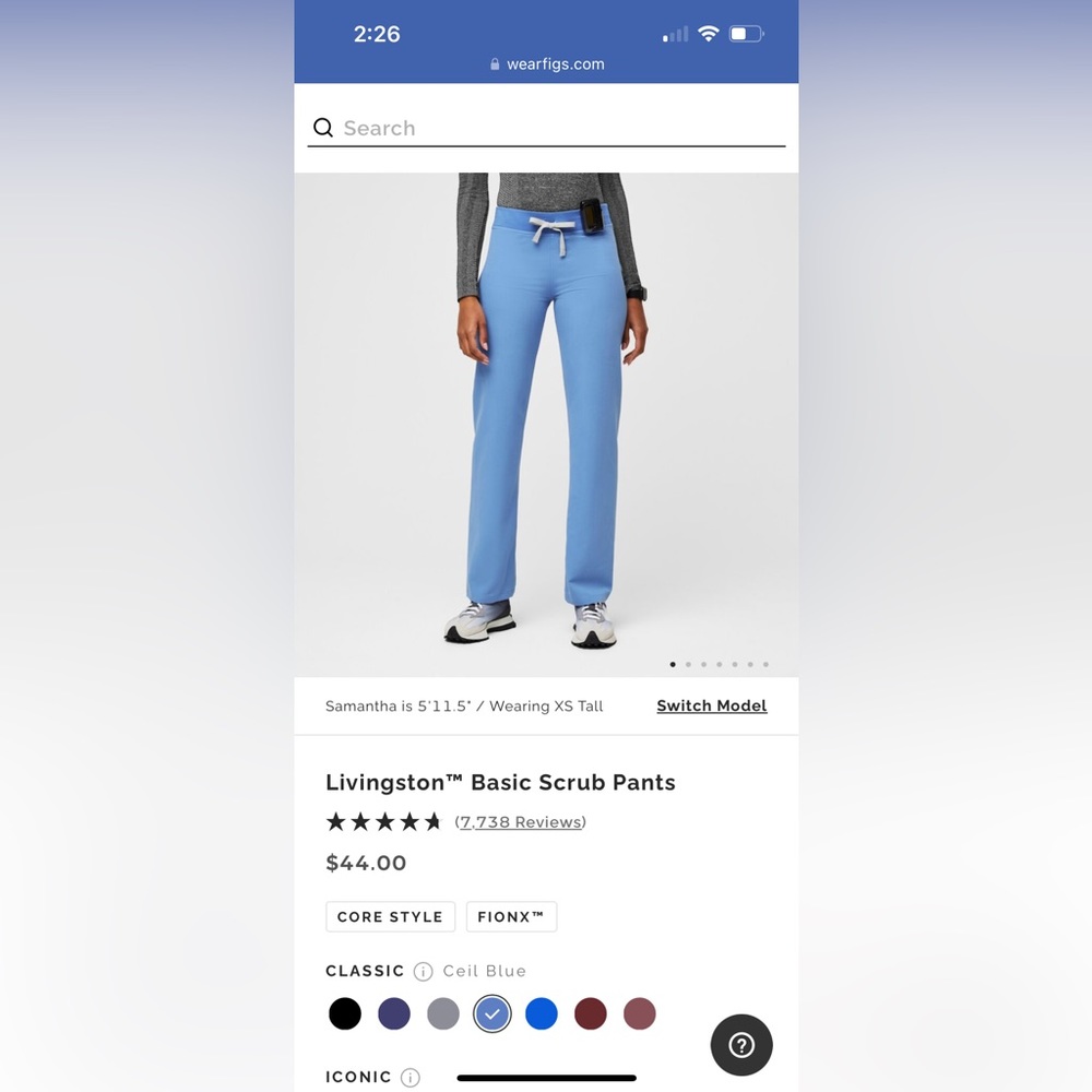 Livingston scrub pant xxs light blue